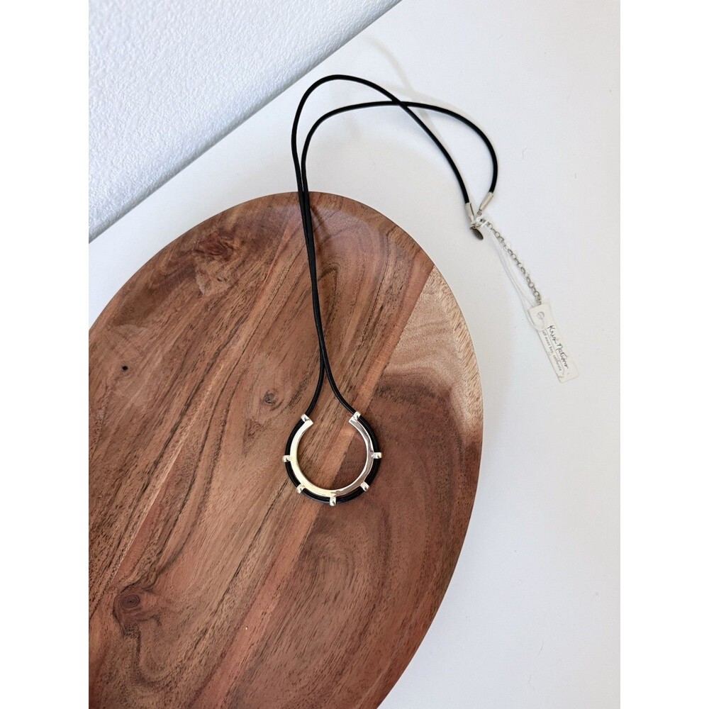 Kris Nations Horseshoe Leather Cord Necklace Minimalist Western Gothic Coastal
